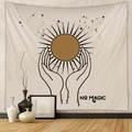 Dettaglio dell'arazzo bohémien con motivo sole e stelle per decorazione d'interni - 73*95CM / Tessuto Spazzolato