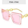 Gafas de sol cuadradas rosa de gran tamaño con patillas de cadena dorada chic - Montura Rosa / Lentes Rosas