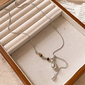 Collana barocca multistrato in argento con pietre occhio di tigre e ciondolo a goccia - Collana regolabile con ciondolo a goccia argentata - circonferenza circa 60 cm