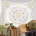 Bohemian mandala tapestry detail with pink roses and gold accents in a cozy room - 73X95CM (Cross-border Brushed Style) / QY2143-3 Gold Mandala