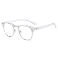 Clubmaster-Sonnenbrille für Damen und Herren mit transparentem Rahmen und Silber - Klar Weiß Silber Rahmen Blaufilter C31