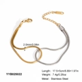 Detail of dual-tone gold and silver snake chain bracelet with length and weight specs - Two-tone Snake Chain Bracelet (YYB025022)