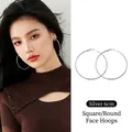 Grandes boucles d'oreilles créoles argentées de 6 cm en acier au titane pour femme - Boucles d'Oreilles Créoles Argent 6cm