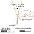 Diagramme de taille et matériau du collier en acier inoxydable plaqué or 18 carats - Style Collier Bar Minimaliste (JDN0310022)