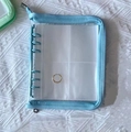Sky blue zippered binder jewelry organizer with clear PVC storage pockets and rings - Blue Zipper Album Only (No Bags)