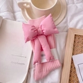 Rosa Strick-Baumwollsocken für Damen mit großem abnehmbarem 3D-Schleifen-Design - Einheitsgröße (EU 34-39) / Rosa Socke Rosa Schleife