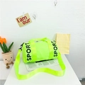 Neon green cylinder sports bag for kids with black SPORT strap and adjustable handle - Fluorescent Green