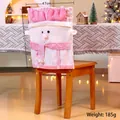 Housse de chaise renne rose avec bois 3D et détails scintillants pour Noël - Renne Rose
