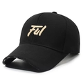 Zwarte katoenen baseballpet met gouden Ful borduurwerk en Sport-tekst op de klep - Eén Maat(Verstelbaar) / Zwart met goud borduursel