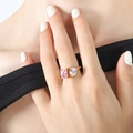 Thorn style adjustable ring with pink emerald cut and clear teardrop crystal - Size 7/Adjustable / Gold Pink White Crystal Zircon