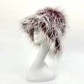 Cappello a secchiello in finta pelliccia rosso scuro e bianco per un look di tendenza - Borgogna