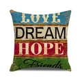 Vintage wood grain pillowcase with LOVE and DREAM letters in blue and beige tones - Style 19/FRIENDS WOOD / 45cmx45cm