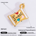 18k gold plated stainless steel candy pendant with colorful hearts and Sweet engraving - PJ91221-Candy Wrap with Hearts Charm