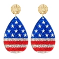 Macro detail of teardrop earrings with American flag glitter texture and gold studs - Flag Teardrop Studs