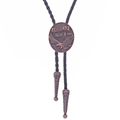 Verstellbare Bolo-Krawatte aus schwarzem Leder mit antikem American Pride Adler Emblem - Amerikanischer Adler Kupfer