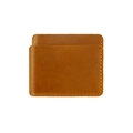 Details der braunen Vintage Crazy-Horse-Leder-Kartentasche mit Kontrastnähten in Orange - KB15 Stil (Horizontal) / Braun