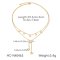 Detailed size map of double-layer stainless steel butterfly necklace with length and weight - Butterfly Tassel Mother-of-Pearl Double Layer Style (HC-N40463)