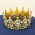 Elegant gold bridal tiara with sparkling white rhinestones and heart openwork base - Imitation Gold + White Drop