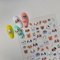 5D embossed cute dog nail art stickers featuring cartoon puppies and paw designs - Cartoon Dog Style (FEB-926)