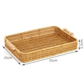 Rectangular hand-woven imitation rattan fruit tray with wooden handles, 35x25x5.5cm size - Rectangular Large with Wooden Handle / Rectangular Large (35x25x5.5cm)