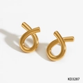 Minimalist geometric fish-shaped earrings in polished gold finish with a twisted knot design - Gold (KD3287)