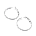 Orecchini a cerchio tondi argentati con texture metallica martellata e chiusura - Stile Texture a Scaglie Argento (KE100103-KFC)