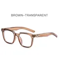 Brown transparent square frame sunglasses with silver star decor and clear lenses - Transparent Brown Frame Transparent Lens