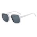 Retro double-bridge aviator sunglasses with a white frame and dark grey lenses - White Frame Gray Lens