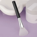 Silicone face mask brush with white fan-shaped head and glossy black handle - Slanted Tail Style B / Black