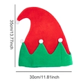 Red and green Christmas elf hat with white pompom and size dimensions 35x30cm - Solid Red Elf Hat / Red Splicing