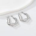 Orecchini geometrici a onda in argento lucido con stile minimalista in acciaio - Color Acciaio