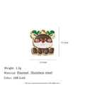 18K gold plated stainless steel reindeer enamel charm pendant for jewelry making - Deer