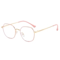 Occhiali alla moda con montatura metallica poligonale oro e dettagli rosa - Oro Rosa