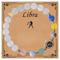 Detailed view of Libra zodiac beaded bracelet with natural stones on a handmade gift card - Libra-Style 3