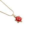 Gold-plated turtle pendant necklace with vibrant red enamel on a sleek golden snake chain - 50+5CM Snake Bone Chain / Red
