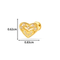 Golden titanium heart-shaped earring with double layer zircon inlay measuring 0.83cm - Heart Style (T2580-2#) / Gold