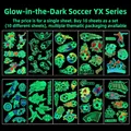 Detailed set of ten luminous soccer temporary tattoos featuring glowing athletic designs - Luminous Football YX Series