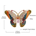 Vintage butterfly brooch with pink and white rhinestones on colorful enamel alloy frame - Butterfly Pink White (XK0069)