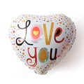 White heart-shaped foil balloon with colorful Love You print for Valentine decorations - 18 Inch Heart Colorful Love B0773