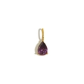 Minimalist 18K gold plated stainless steel teardrop pendant with a faceted purple stone - Purplish Red