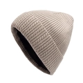 Berretto invernale in maglia beige con fodera in pile e bordo risvoltato - 55-59CM / Cachi