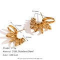 Detailed size specifications and weight of 18K gold plated stainless steel petal earrings - Gradient Blooming Petal C-Shaped Stud Earrings - Gold