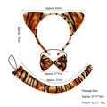Tiger pattern costume set with ears headband, bow tie, and tail for kids party - Tiger 3-Piece Set (Headband+Bowtie+31cm Tail)