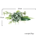 Künstliche graugrüne Sukkulenten-Ansteckblume mit weißen Blüten für Hochzeiten, 21x11cm - Hochzeit Ansteckblume / Salbeigrün