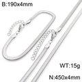 Set de joyería de cadena de serpiente de acero de titanio plateado con collar y pulsera - Set de 4mm