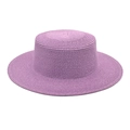Elegant purple flat top straw sun hat for outdoor beach travel and summer fashion - M (56-58cm) / Taro Purple