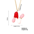 Golden necklace featuring a letter N enamel pendant with red, pink, and white details - Letter N Style (N00906-N)