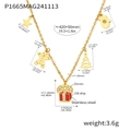 Details von Edelstahl-Goldkette mit Emaille-Weihnachtsanhängern und Zirkonia-Besatz - Weihnachtsgeschenk Halskette (P1665)
