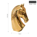 Moderna escultura de cabeza de caballo dorada con acabado galvanizado brillante - Cabeza de Caballo Dorada Grande
