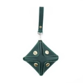Mini dark green genuine leather coin purse with diamond folding design and hand strap - Crazy Horse Dark Green